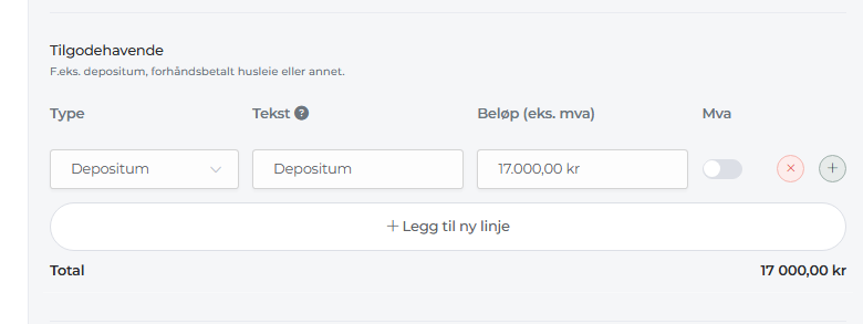 Depositum som tilgodehavende i et sluttoppgjør